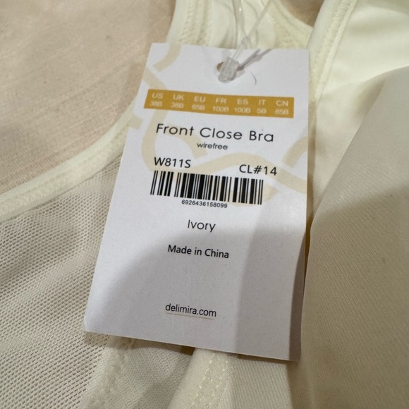 NWT DELIMIRA Wireless X-Shaped Back Posture Front Closure Ivory 38B - Picture 4 of 15